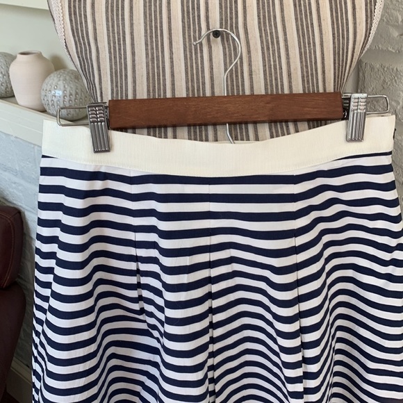 ANN Taylor Loft Navy Blue and White Stripe A-Line Pleated Skirt Size 8 - Picture 4 of 8